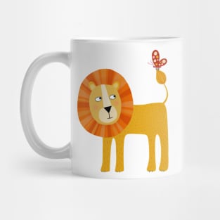 Lion Looking at a Butterfly Mug